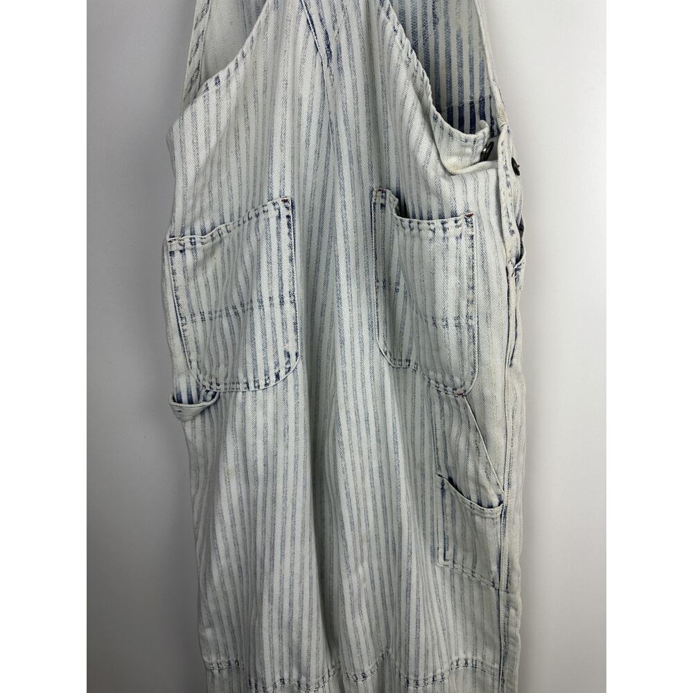 Faherty Topsail Bib Overall Railroad Stripe Blue White *Stained Distressed Small - Picture 11 of 16